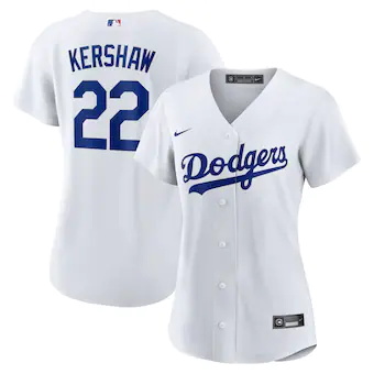 womens nike clayton kershaw white los angeles dodgers home 